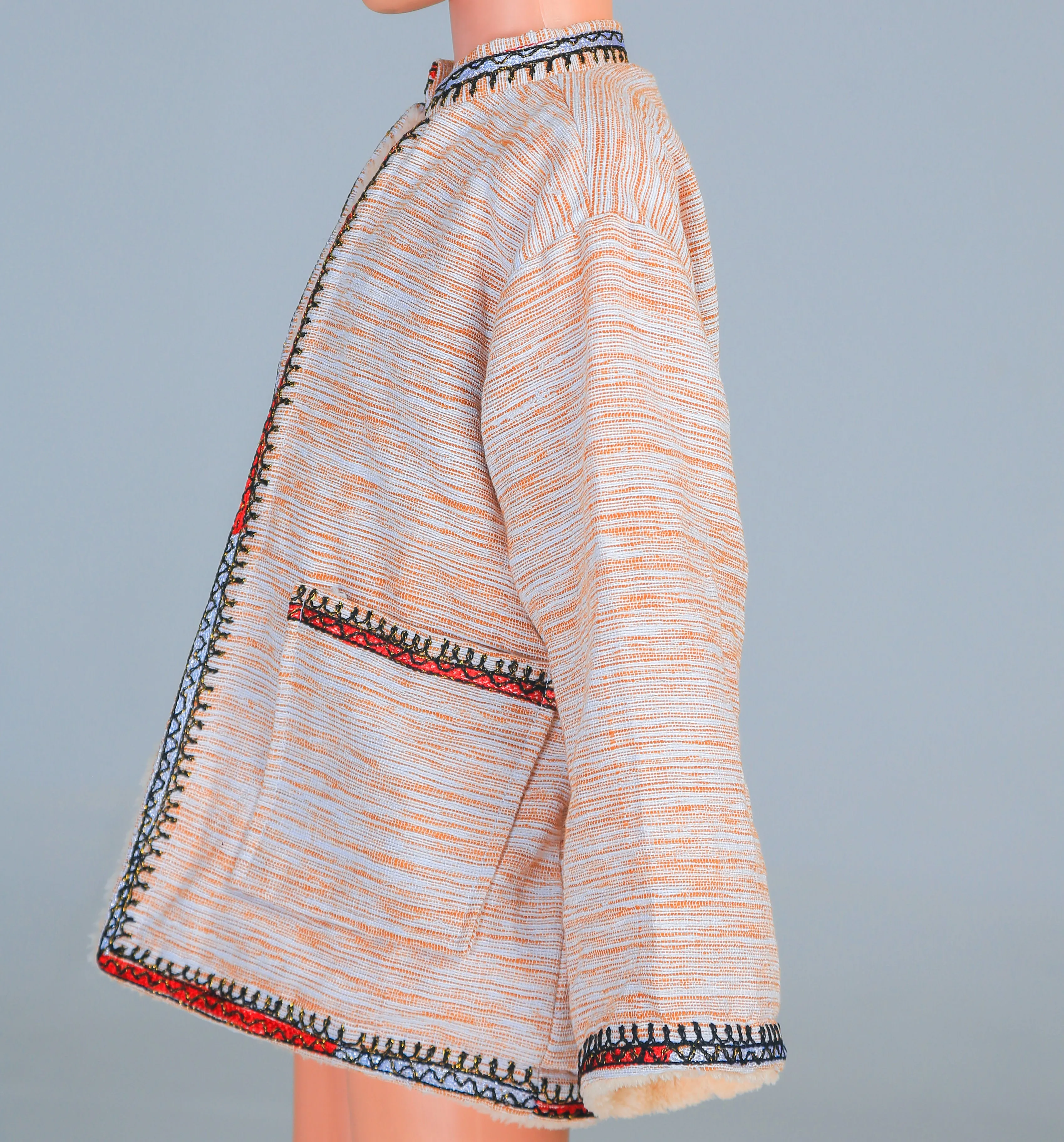 Short Collar Praying Hands Embroidery Handmade Cotten Night Robe