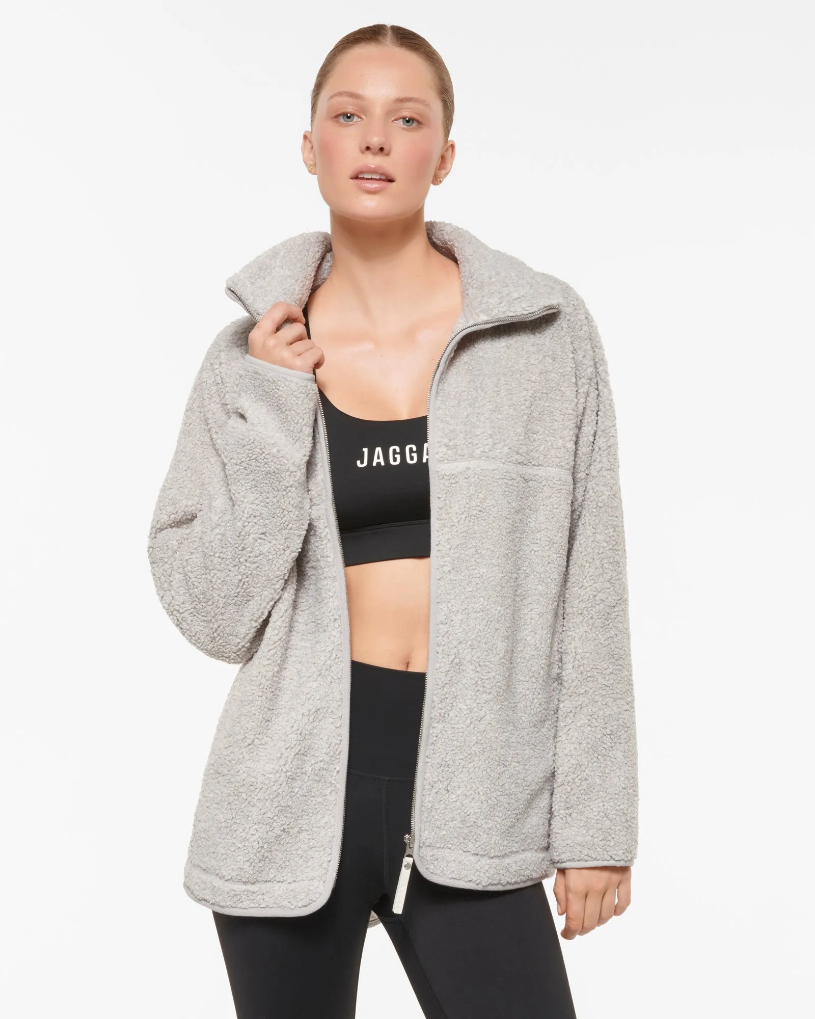 SILVERTON ZIP-THROUGH SHERPA JACKET GREY