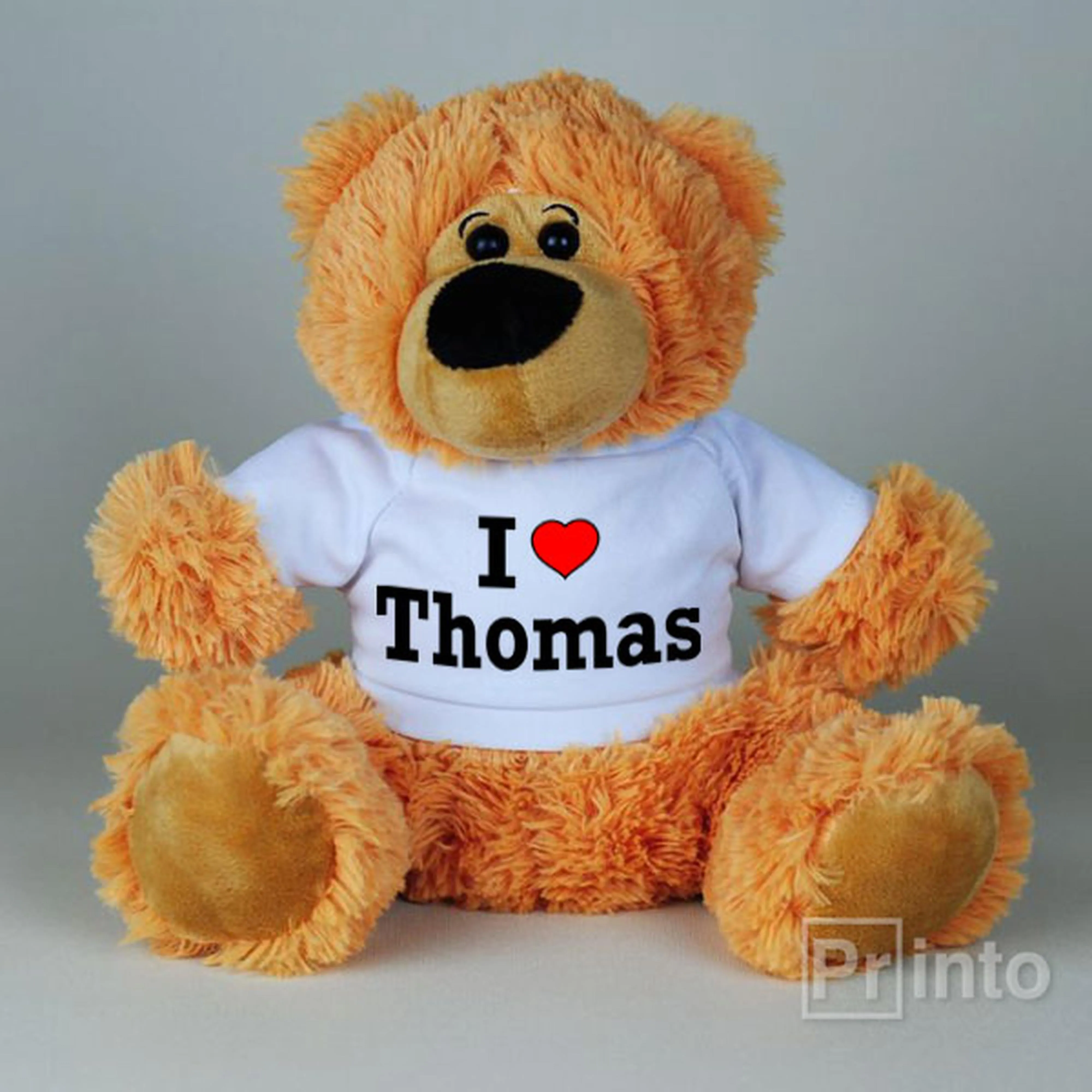 Soft brown Teddy Bear toy - I love Thomas