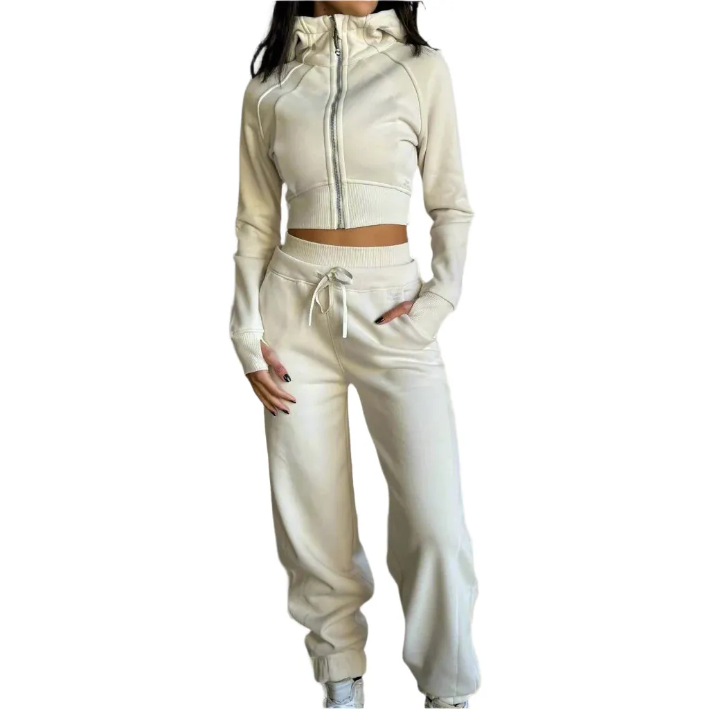 Street Style Fleece Set - Ivory