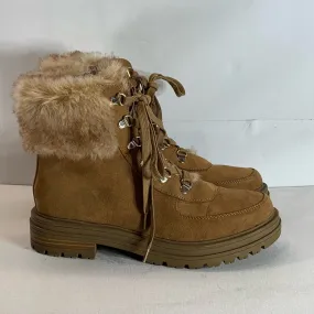 SUN STONE Women's Tan Orlaa Faux-Fur Cold Weather Lug Sole Boots SZ 8