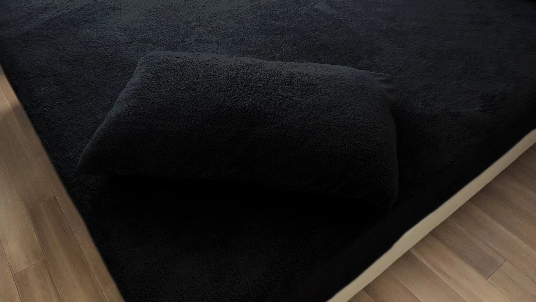 Teddy Fleece Duvet Cover And Pillowcase Set (Black)