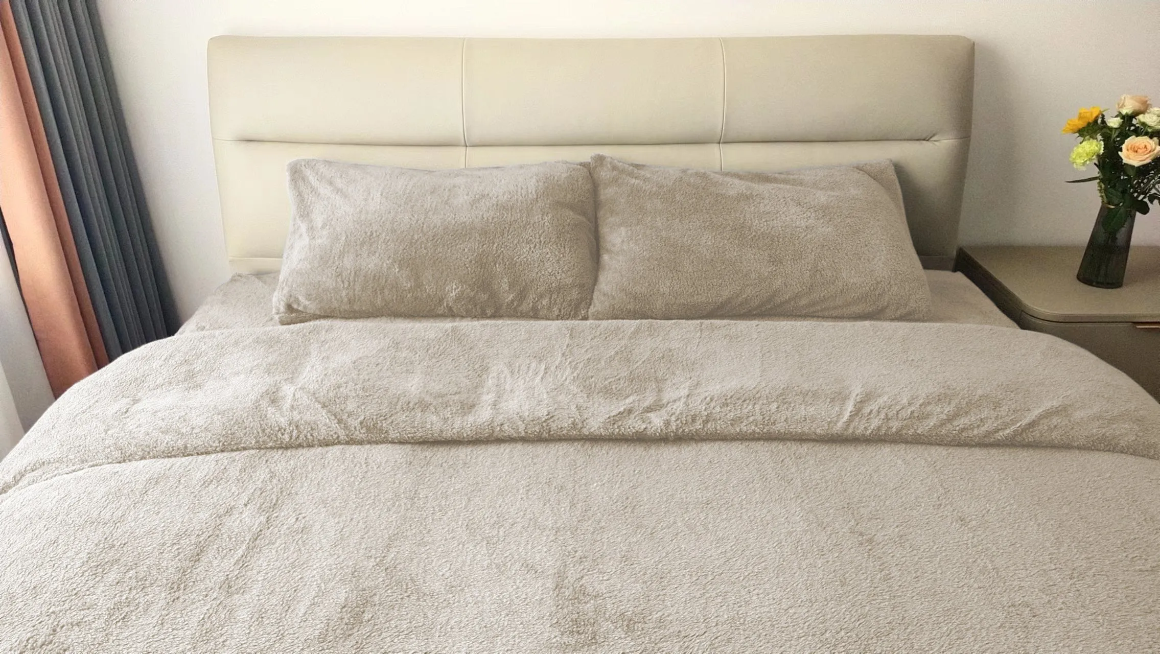 Teddy Fleece Duvet Cover And Pillowcase Set (Cream)