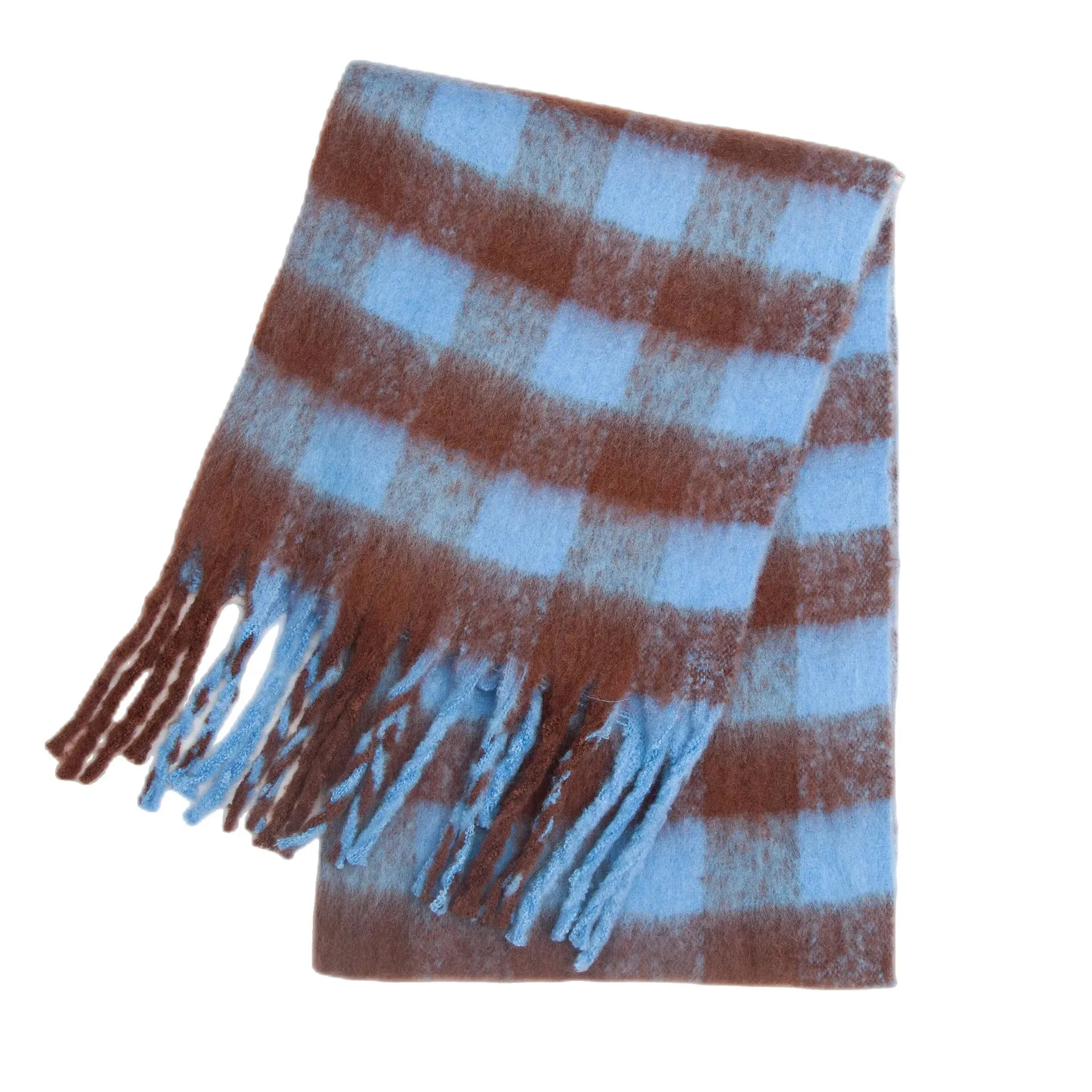 Thick Warm Cashmere Blend Cheque Scarf