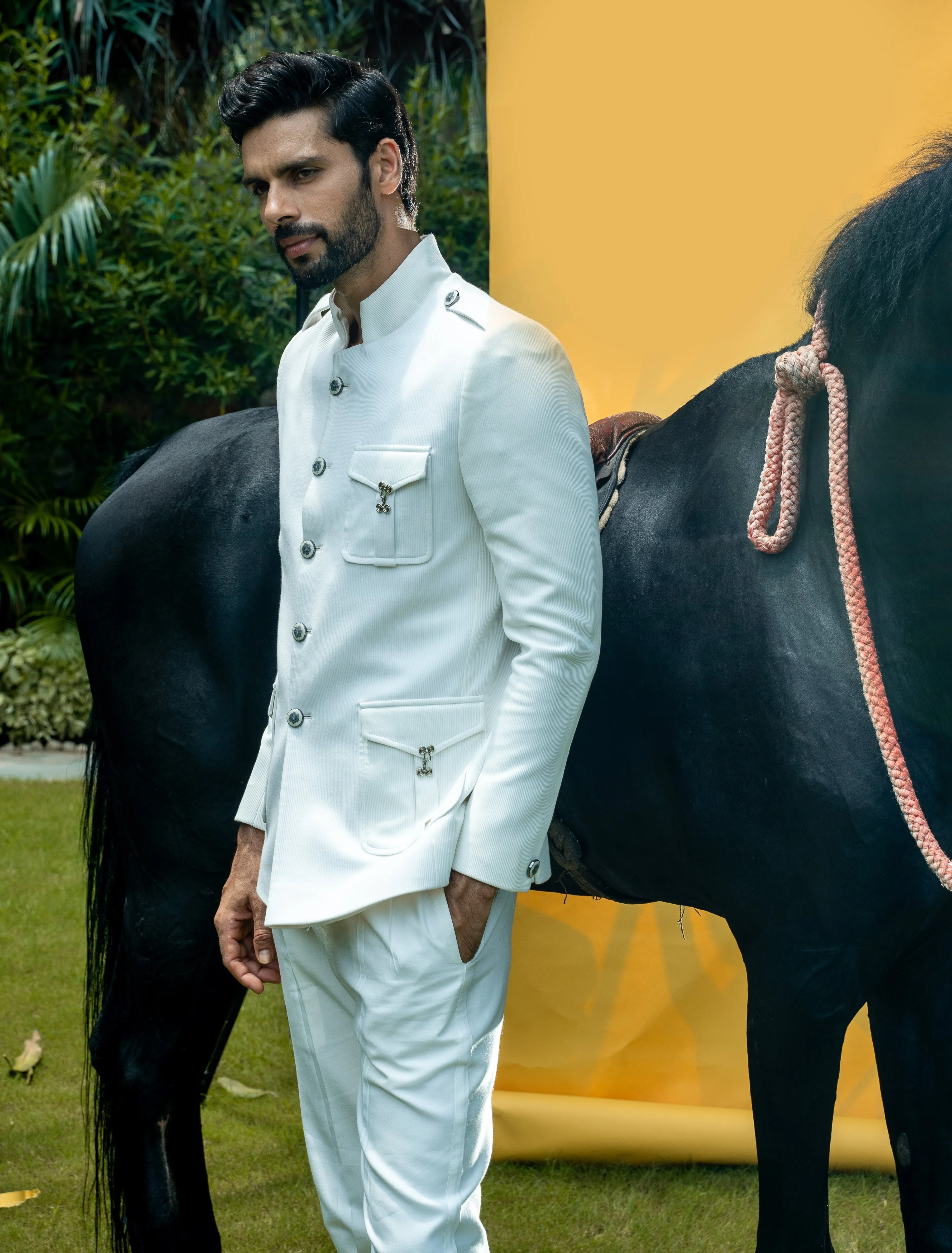 This ivory codroys three pocket jacket