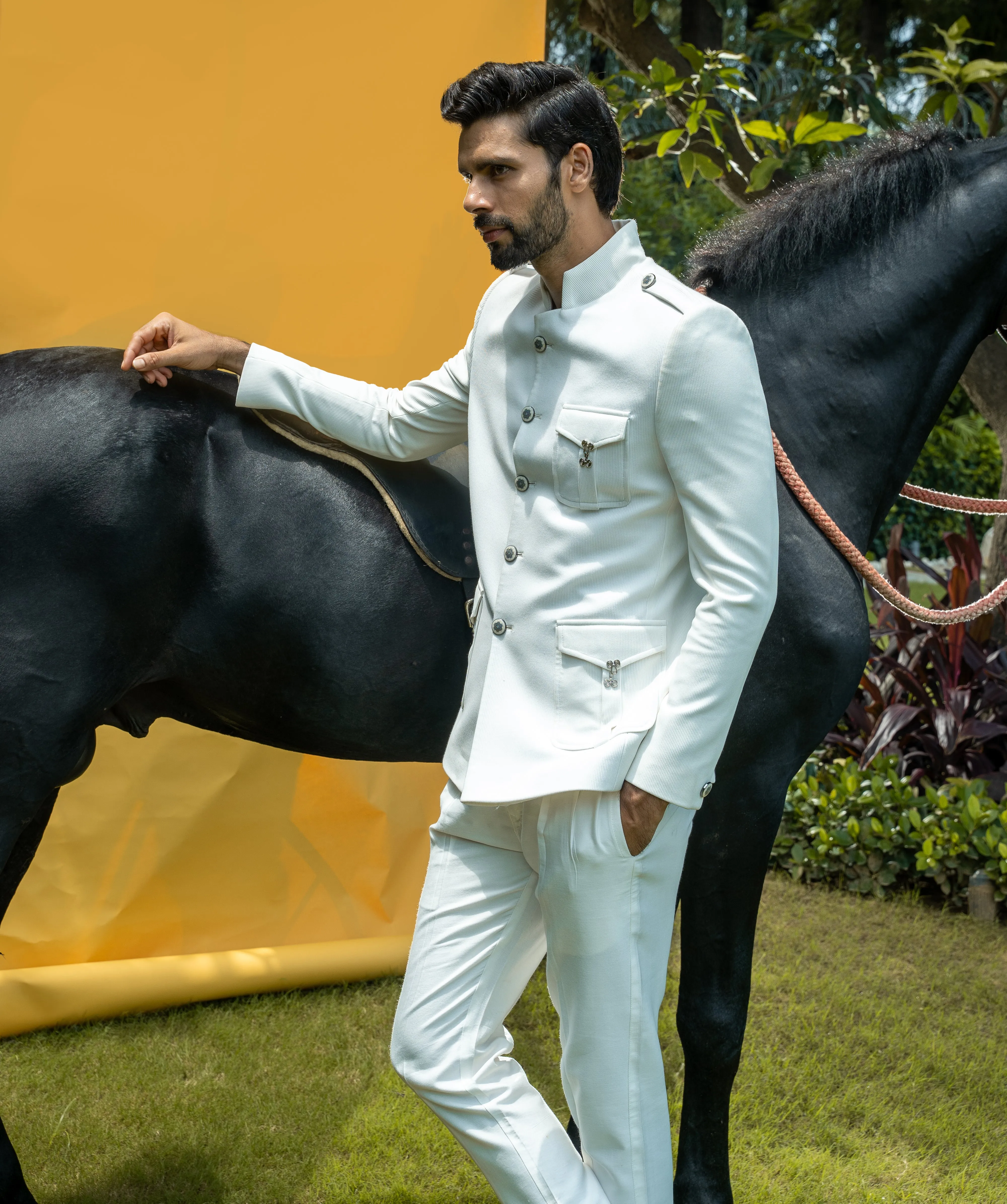 This ivory codroys three pocket jacket