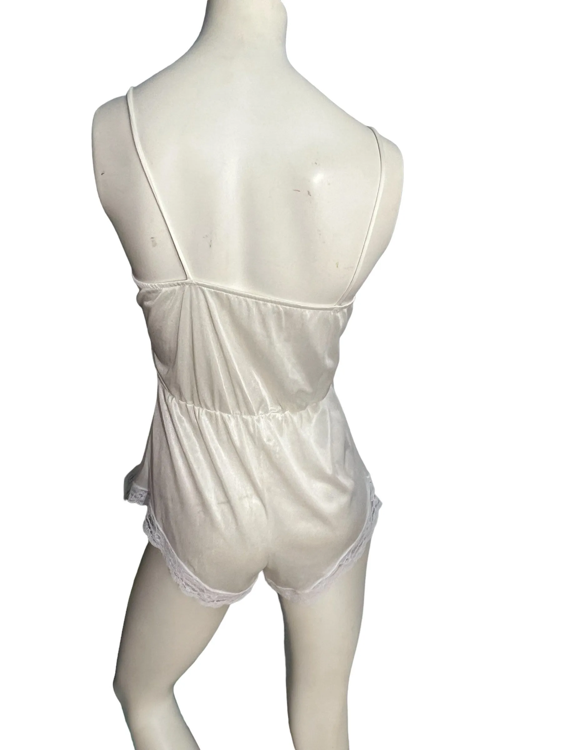 Vintage 70's white teddy lingerie M