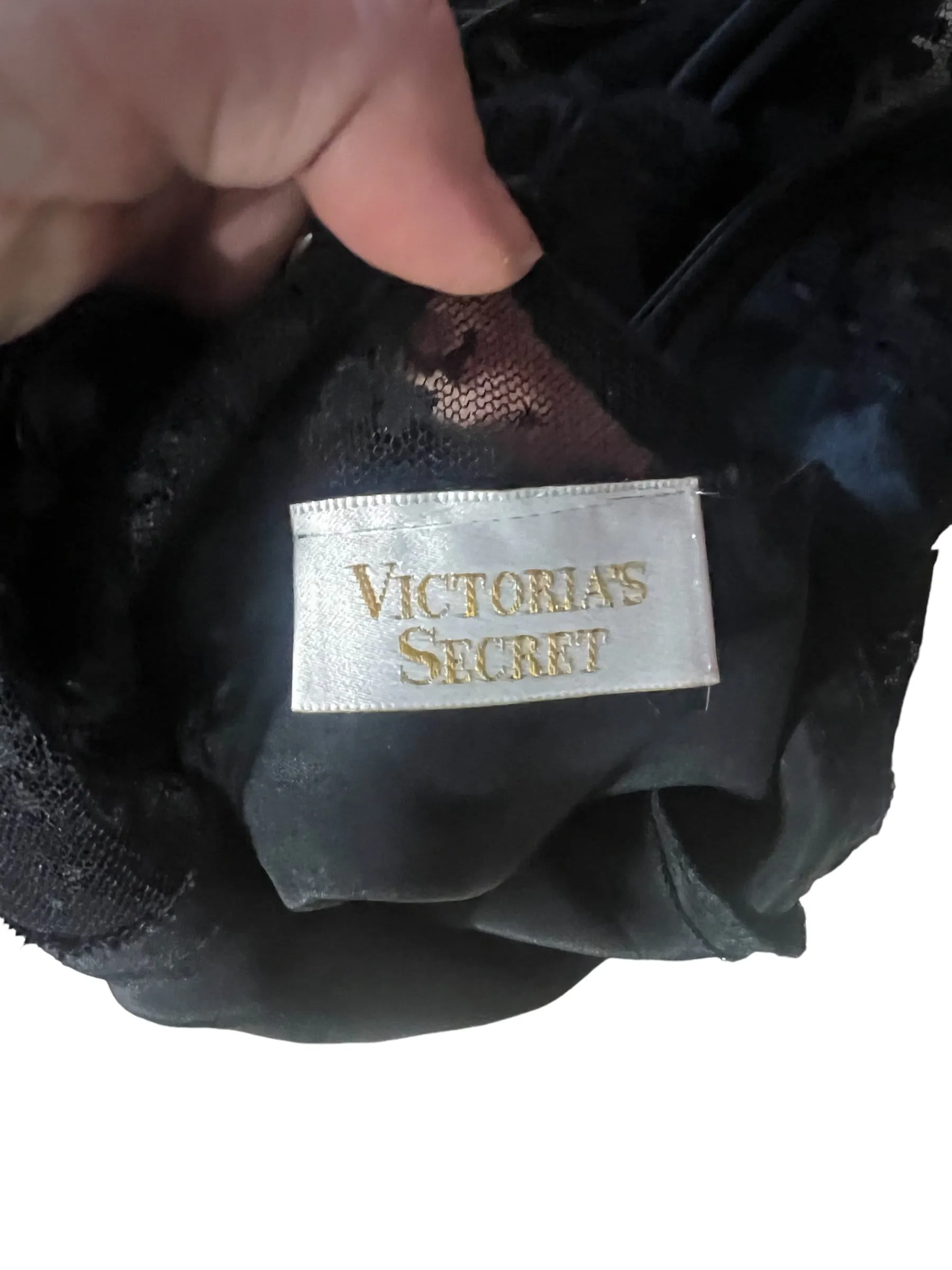 Vintage black 80's Victoria's Secret teddy S gold label