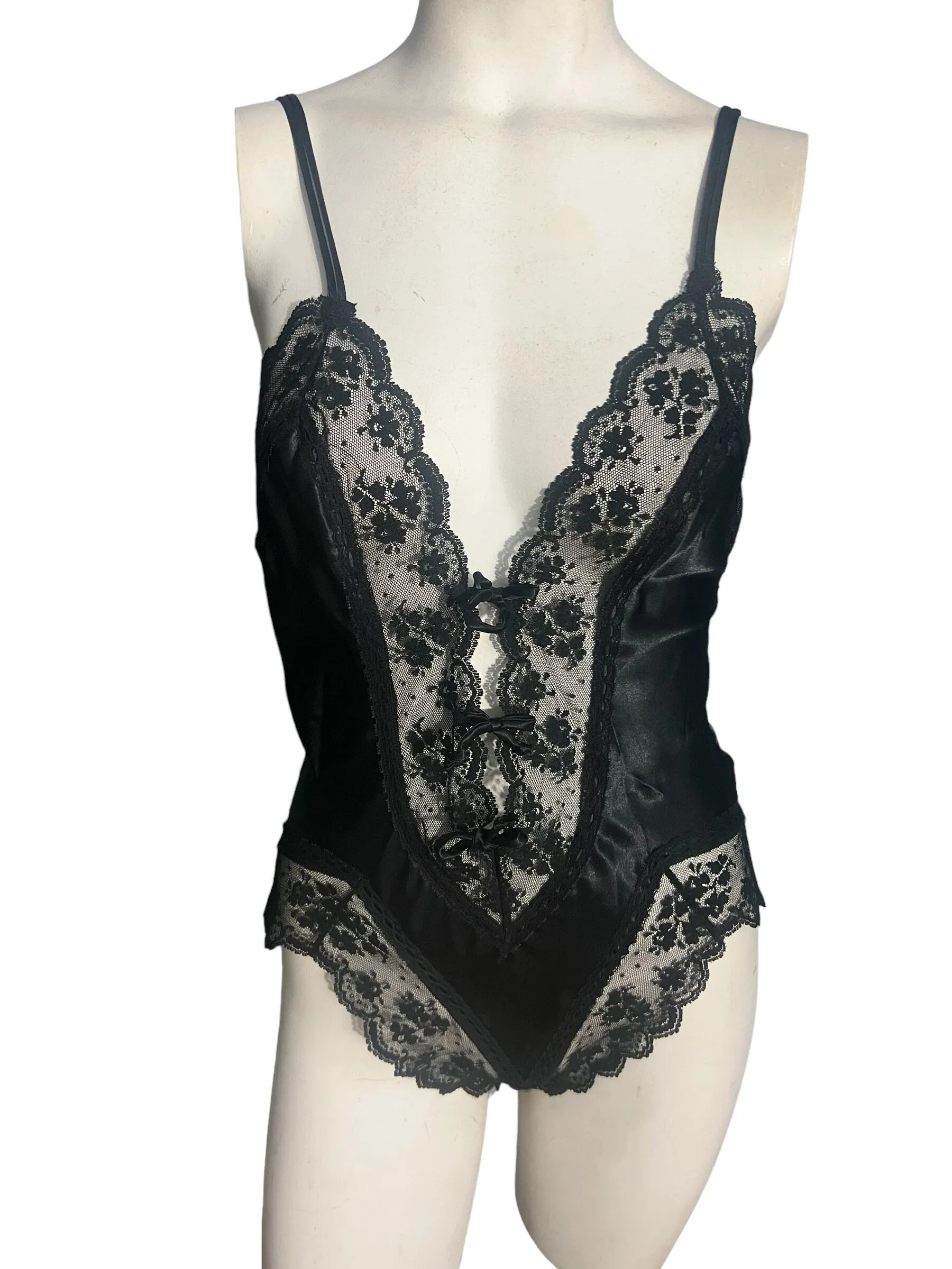 Vintage black 80's Victoria's Secret teddy S gold label