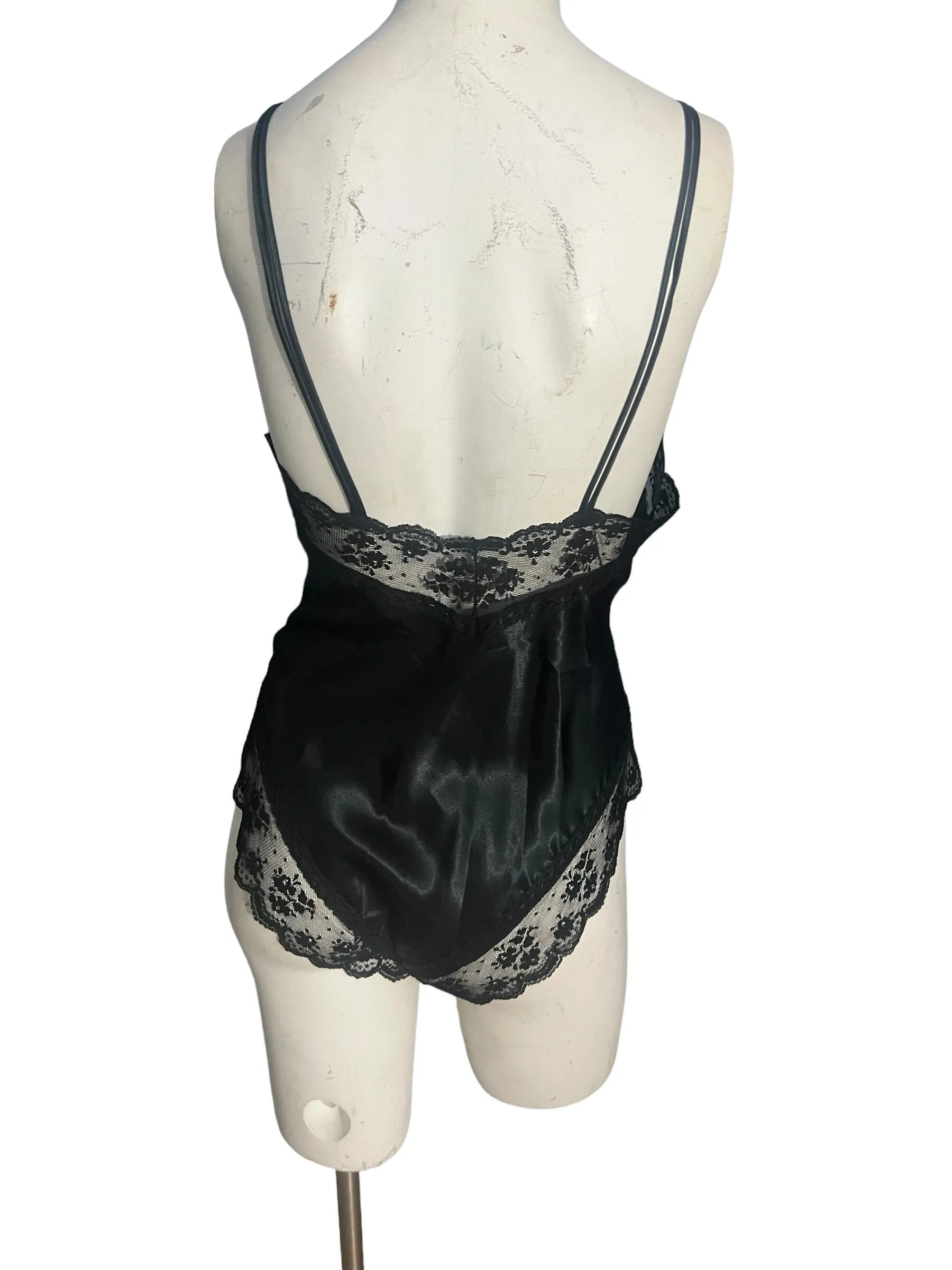 Vintage black 80's Victoria's Secret teddy S gold label