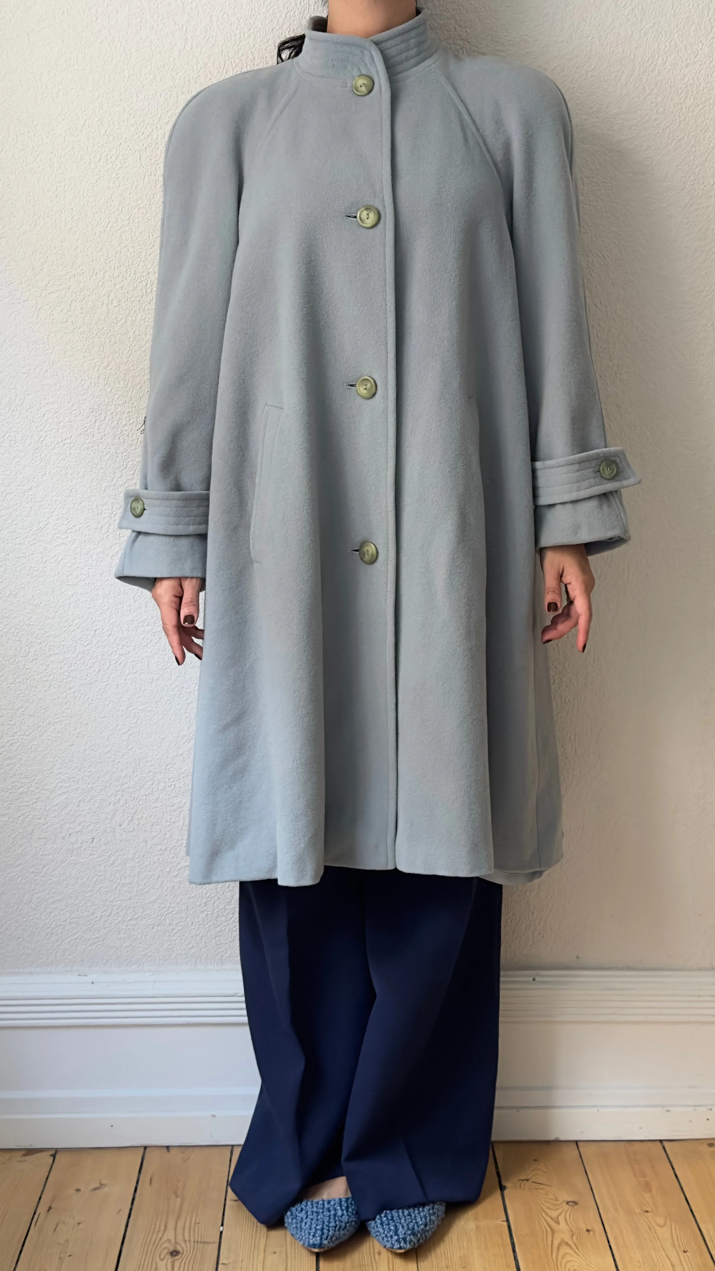 Vintage Muted Blue Wool Coat - size M-L