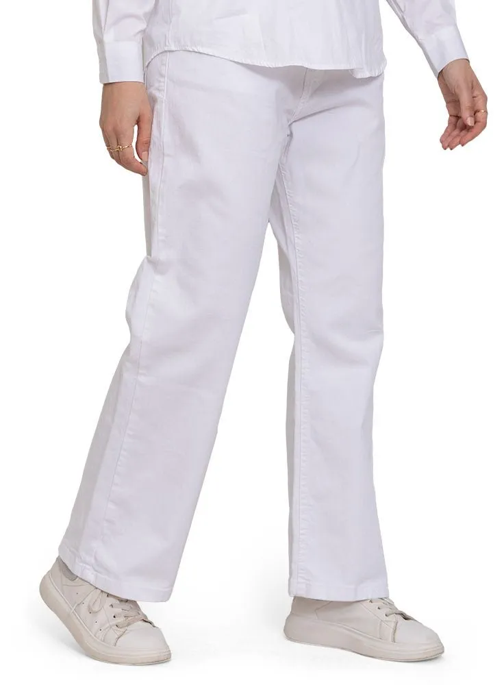 White Wide Gabardine