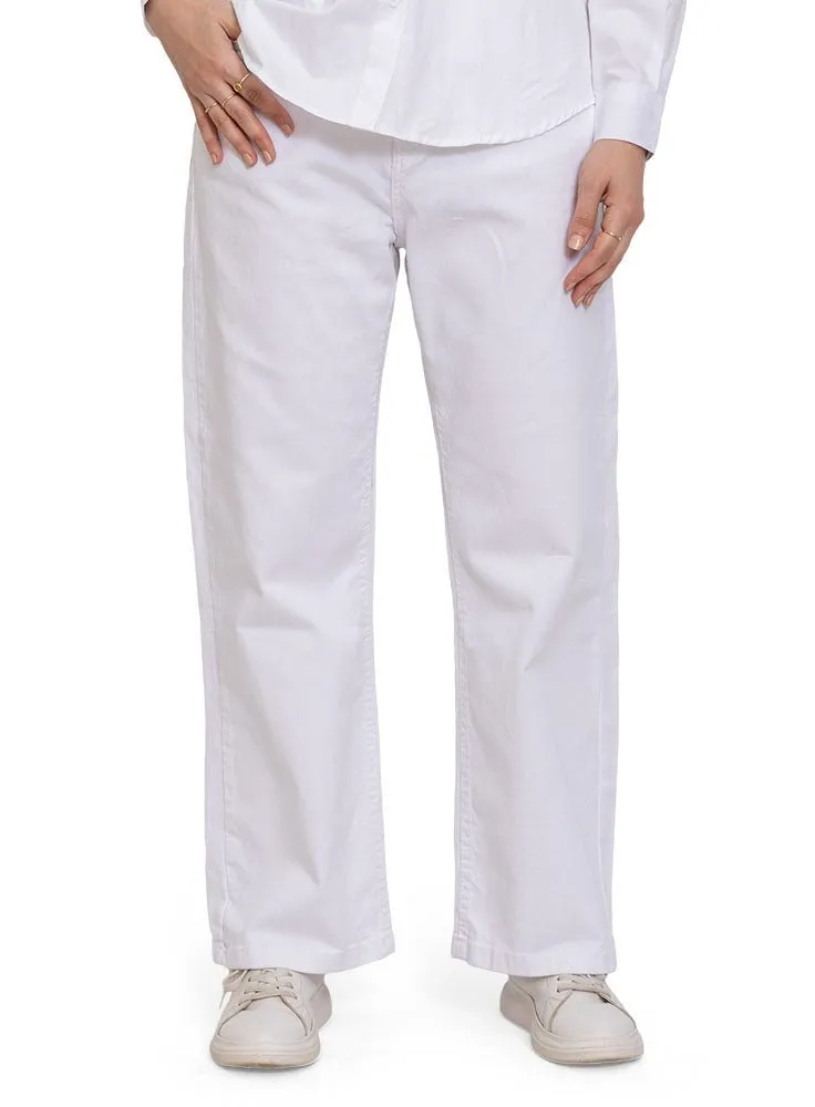 White Wide Gabardine