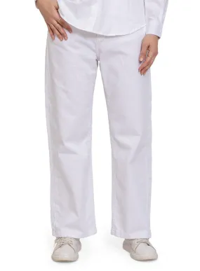 White Wide Gabardine