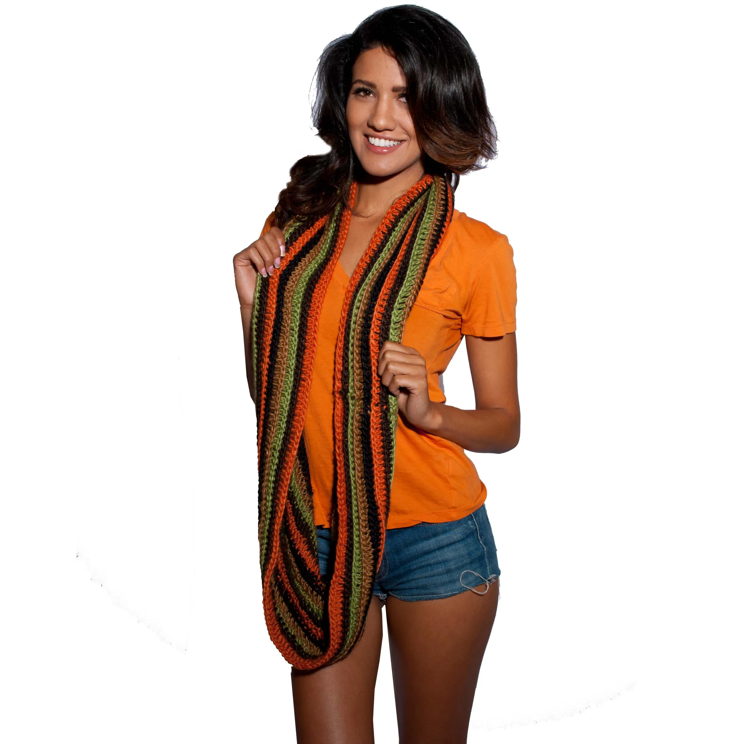 Womens Boho Knitted multi infinity scarf