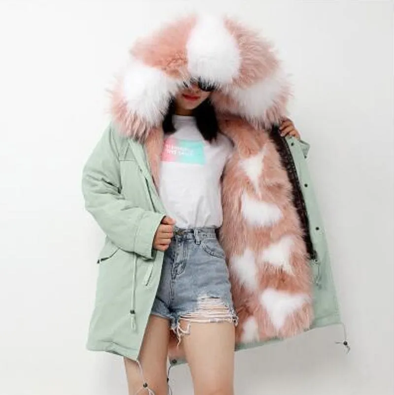 Women's Winter Casual Warm Hooded Parka With Raccoon Fur
