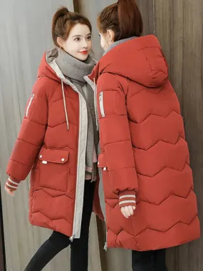 Women's Winter Jacket Long Down Padded Coat Thick Warm Hooded 3/4 Length Oversized Jacket