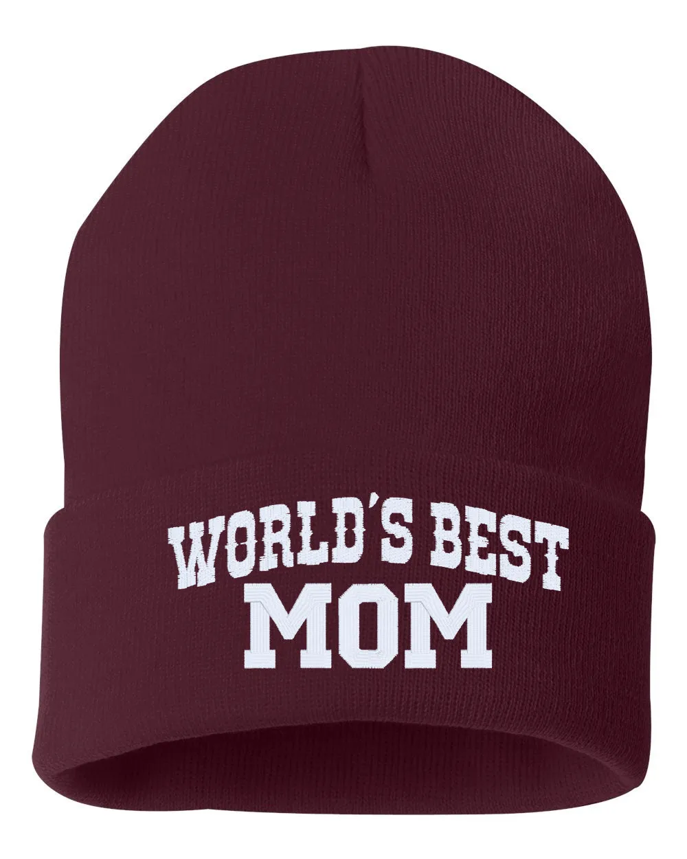 WORLD'S BEST MOM Embroidered Cuffed Beanie Hat